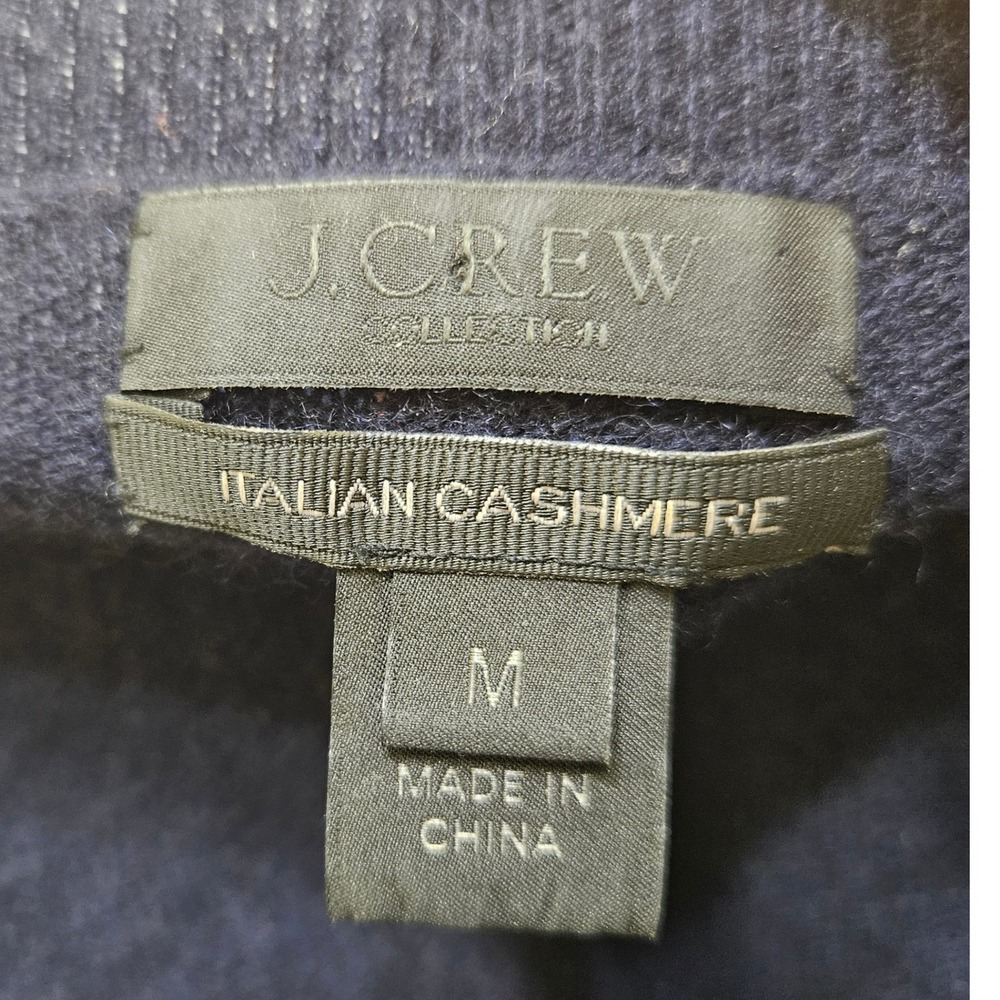 J Crew Mens Italian Cashmere V Neck Sweater Navy Blue‎ Size Medium - Picture 4 of 8